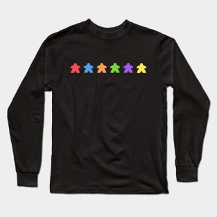 Rainbow Meeples - Board Games and Meeple Addict Long Sleeve T-Shirt